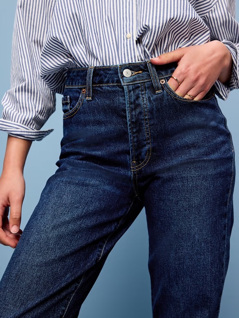 OG Straight Old Navy High-Rise Dark Blue Women's Jeans